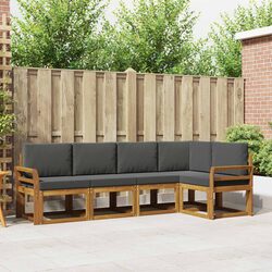 Stylish 5 Piece Brown Outdoor Sofa Set with Cushions
