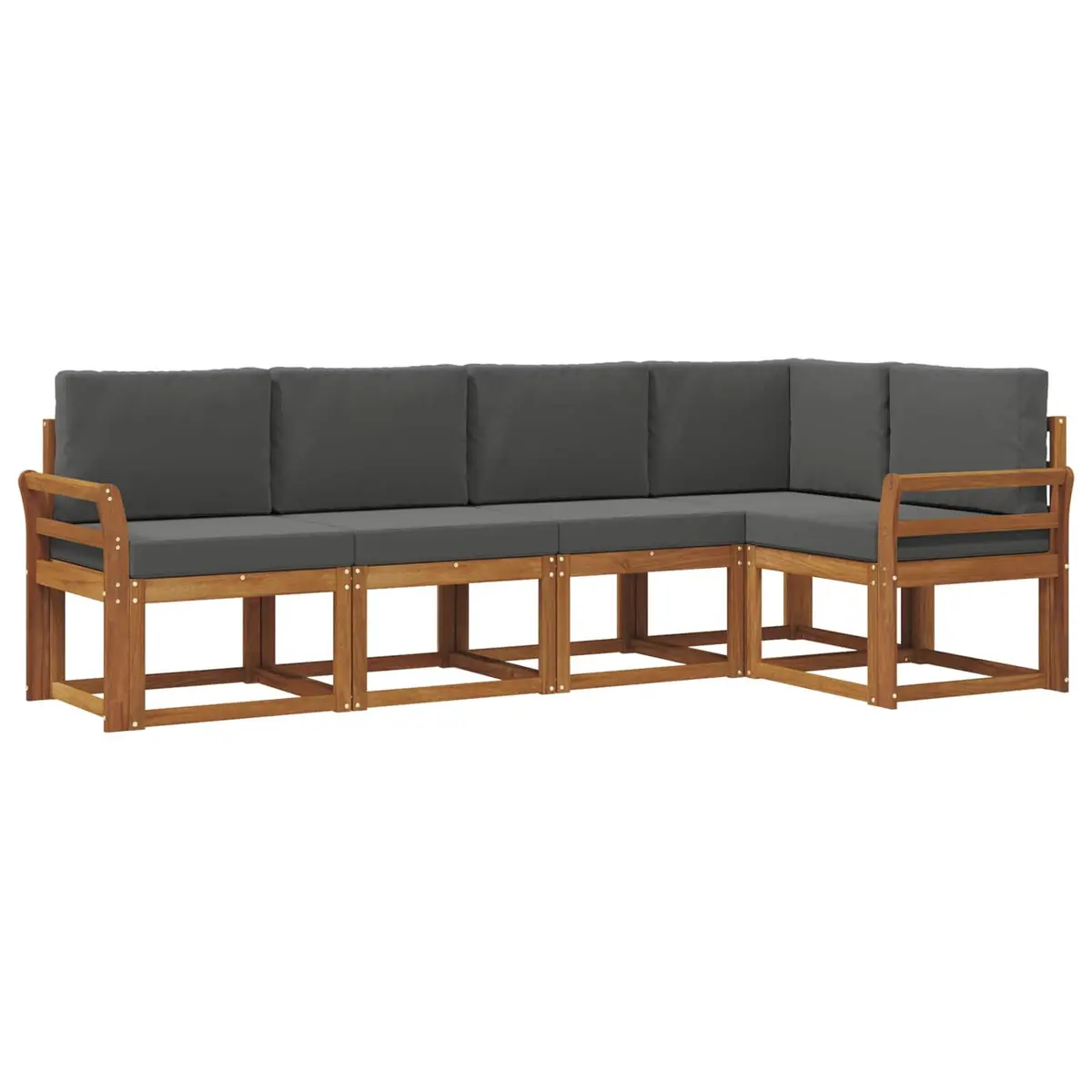 5 Piece Brown Outdoor Sofa Set with Cushions