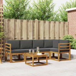 6-Piece Outdoor Sofa Set with Cushions in Acacia Wood