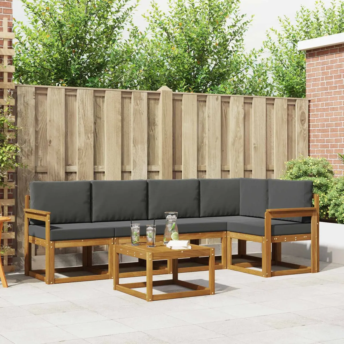 6 Piece Outdoor Sofa Set with Cushions