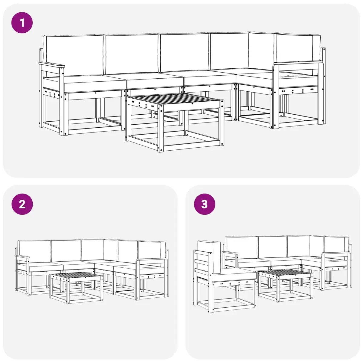 6 Piece Outdoor Sofa Set with Cushions