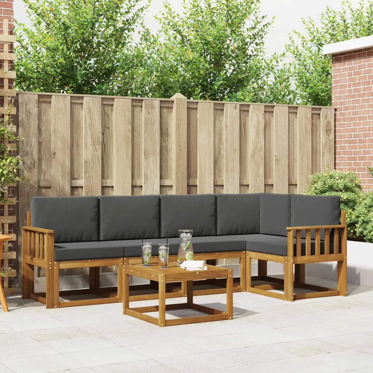 6-Piece Outdoor Sofa Set with Cushions