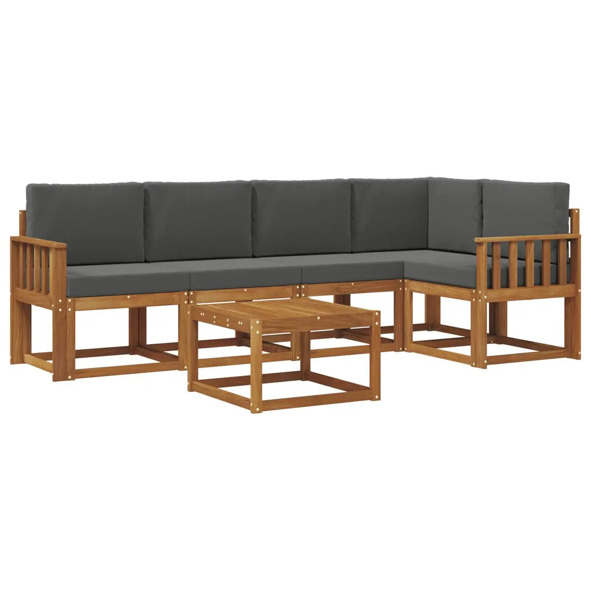 Outdoor Sofa Set Solid Acacia Wood 6 Piece Brown
