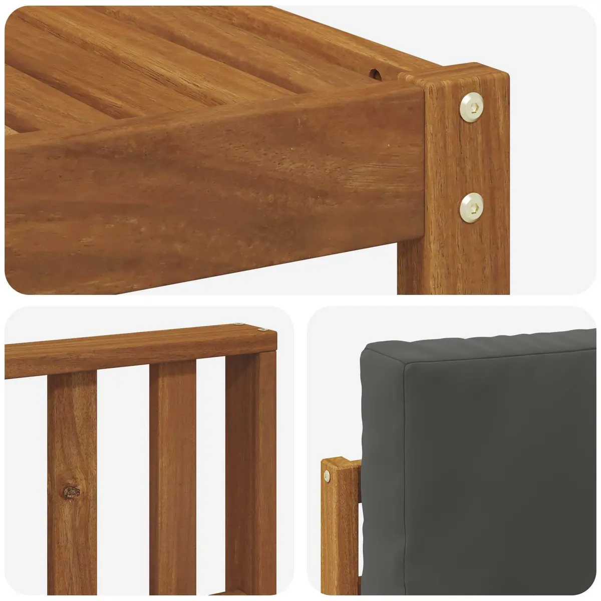 Outdoor Sofa Set Solid Acacia Wood 6 Piece Brown