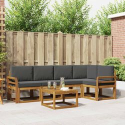 Brown Modular Outdoor Sofa Set 6 Pieces with Cushions