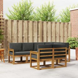 Brown 7-Piece Outdoor Sectional Sofa Set with Cushions