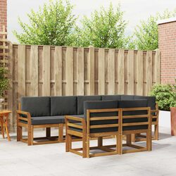 7-Piece Brown Outdoor Sectional Sofa Set with Cushions