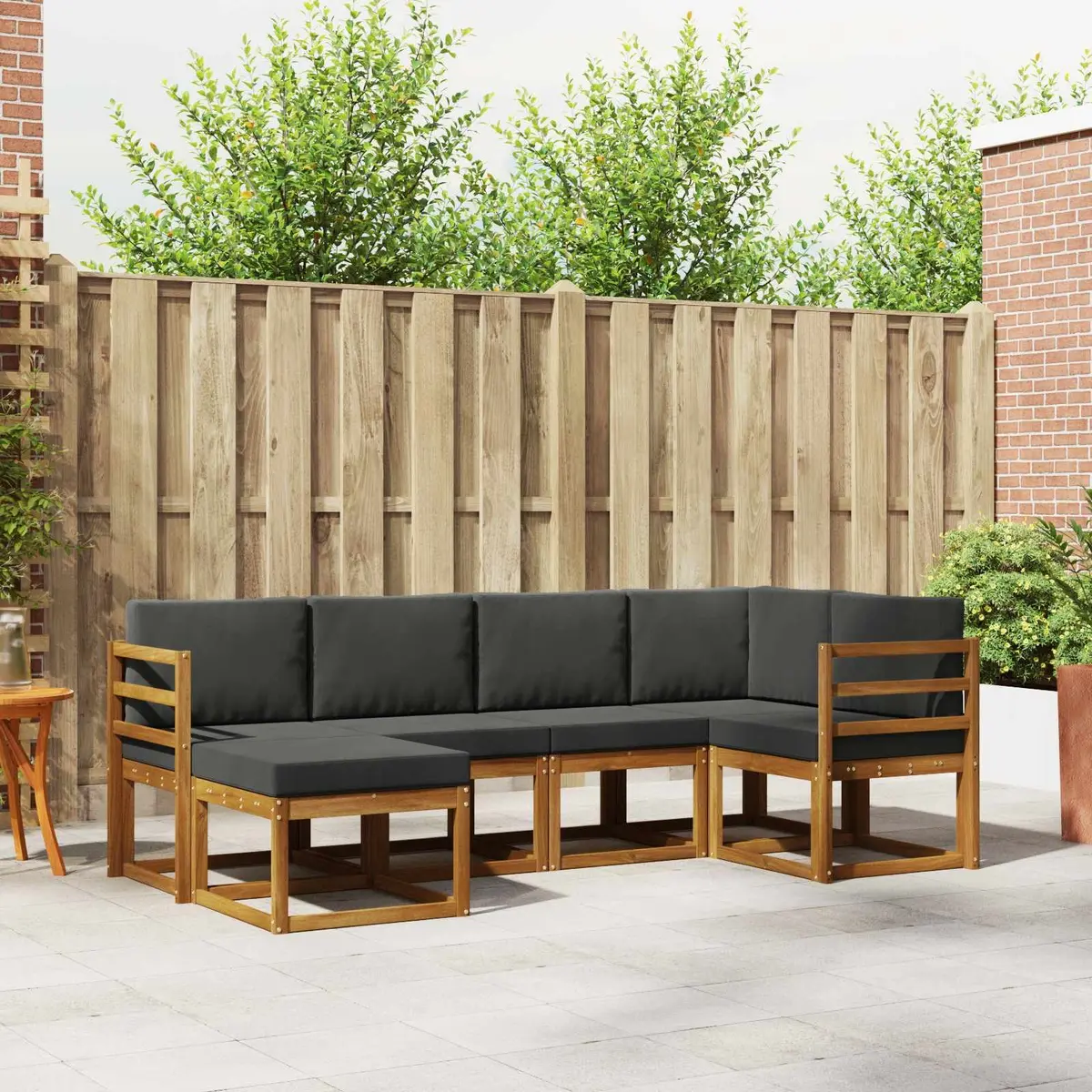 6-Piece Brown Outdoor Sofa Set with Cushions