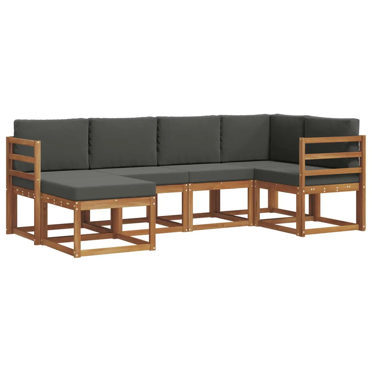 Outdoor Sofa Set Solid Acacia Wood 6 Piece Brown