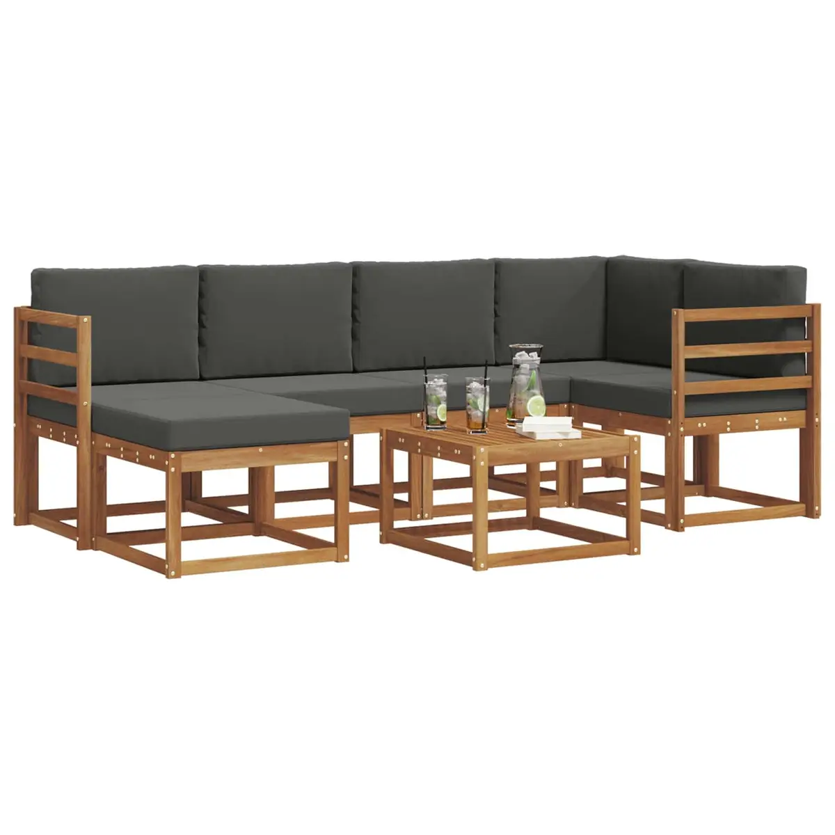 7 Piece Modular Outdoor Sofa Set with Cushions