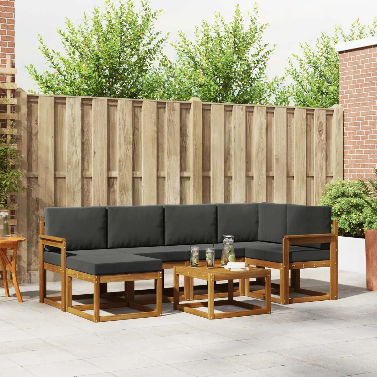 7-Piece Modular Outdoor Sofa Set with Cushions