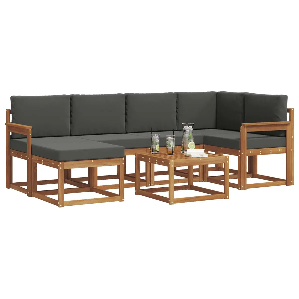 7-Piece Modular Outdoor Sofa Set with Cushions