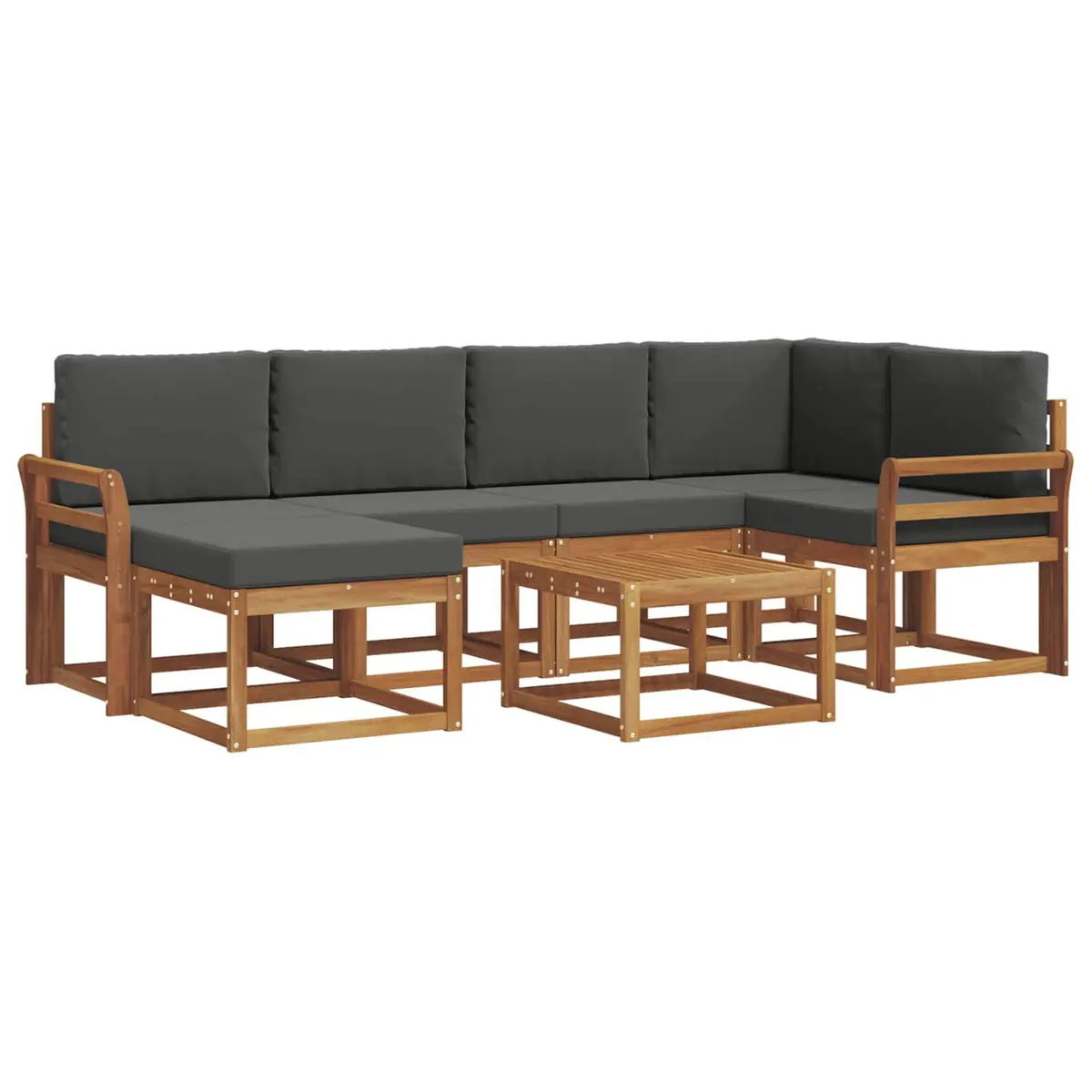 Modular 7 Piece Outdoor Sofa Set with Brown Cushions