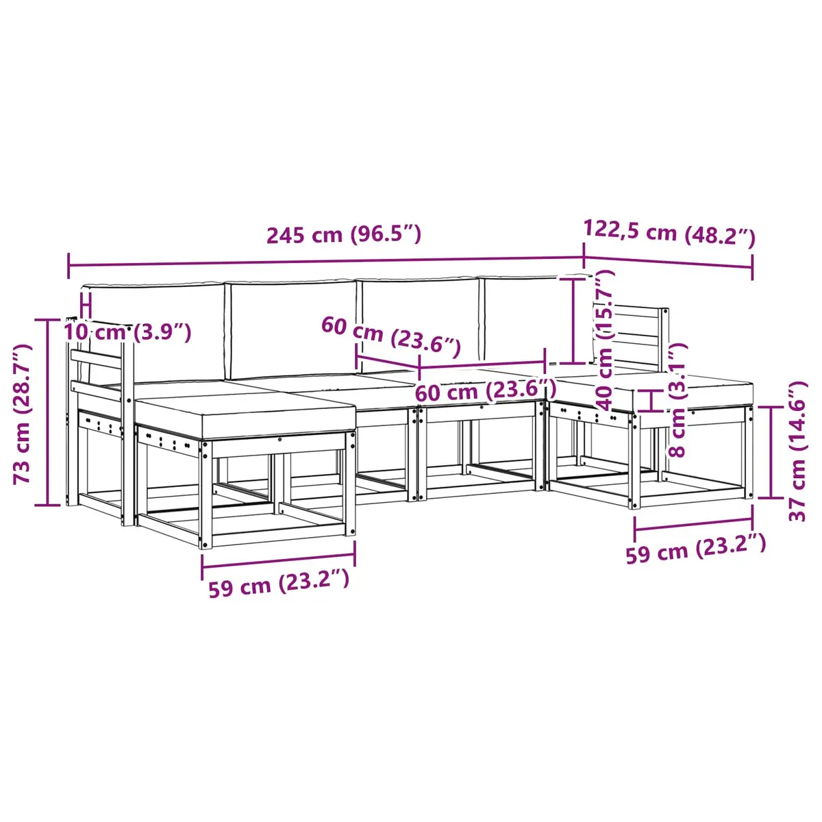 6-Piece Outdoor Sofa Set with Durable Build
