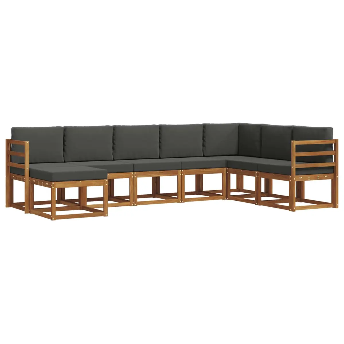 8-Piece Brown Modular Outdoor Sofa Set with Cushions