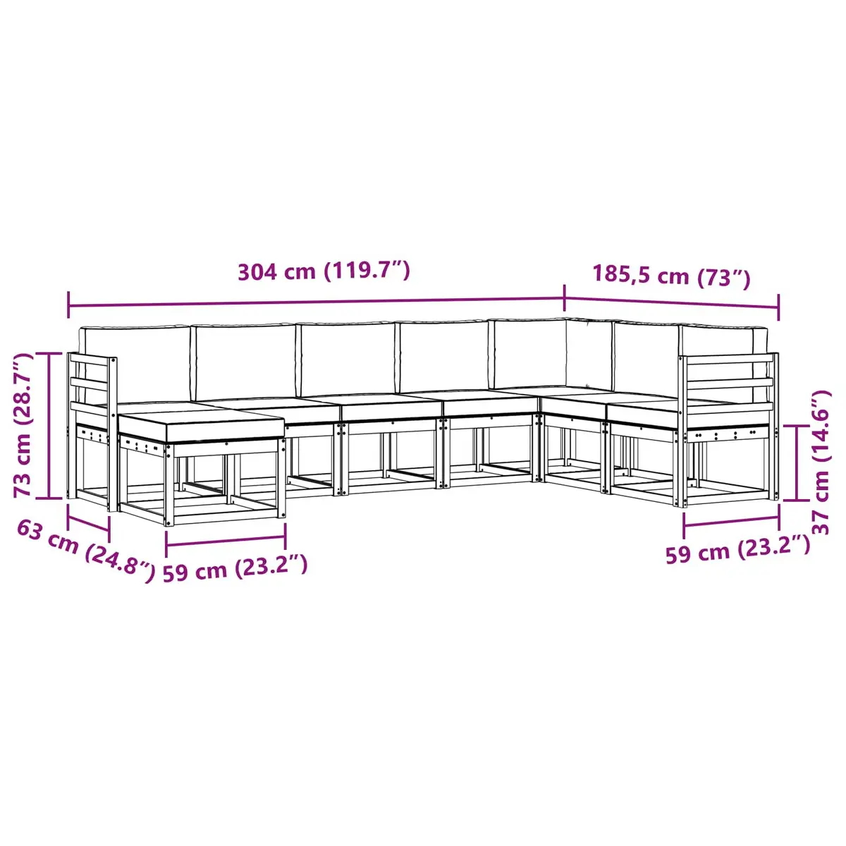 8-Piece Brown Modular Outdoor Sofa Set with Cushions