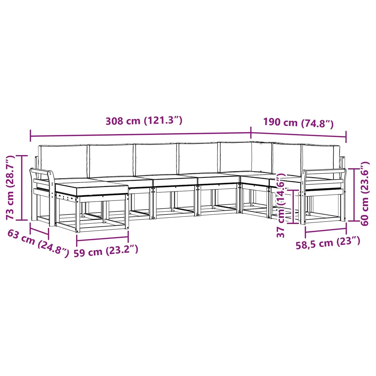 8-Piece Outdoor Sofa Set with Cushions