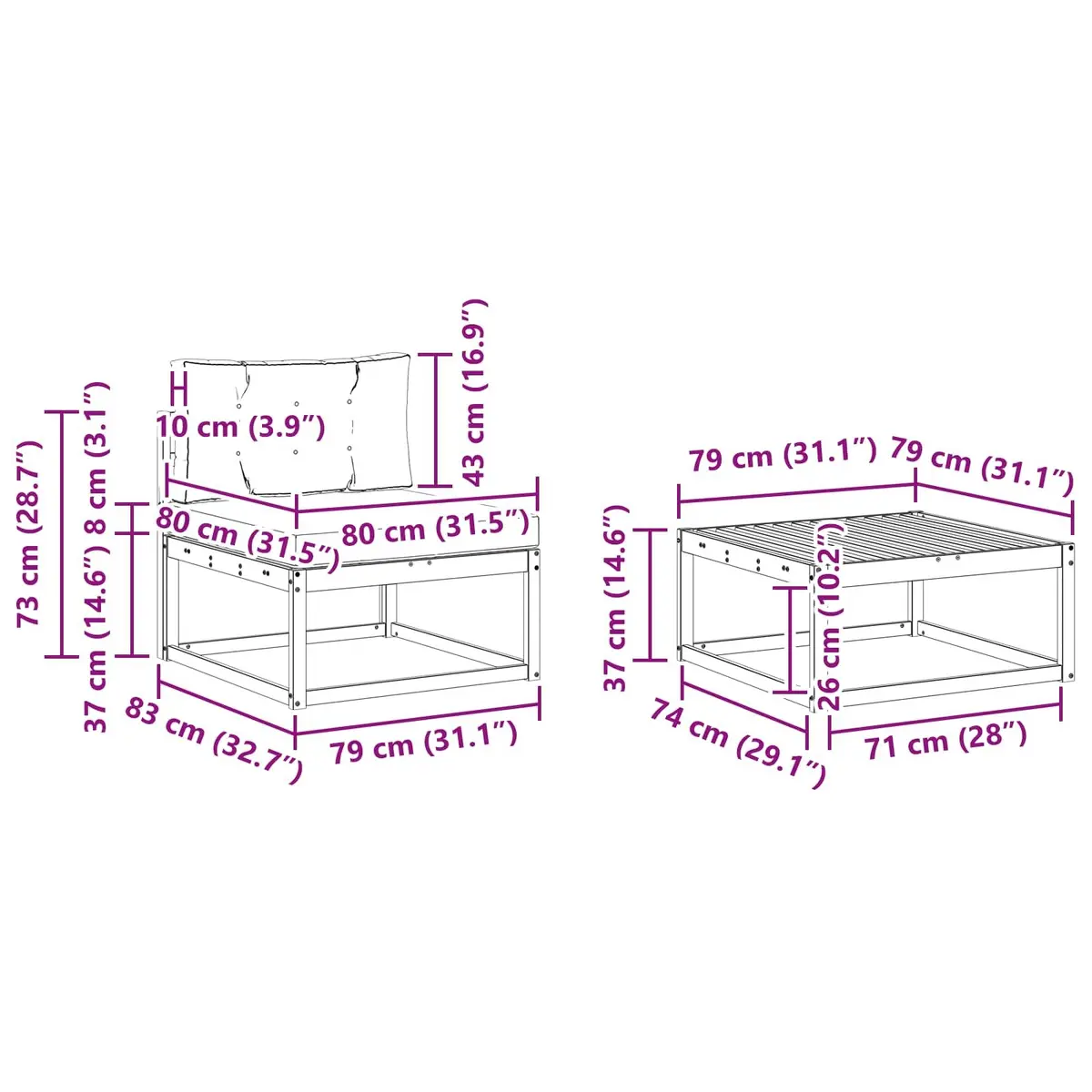 5-Piece Outdoor Sectional Sofa Set with Cushions