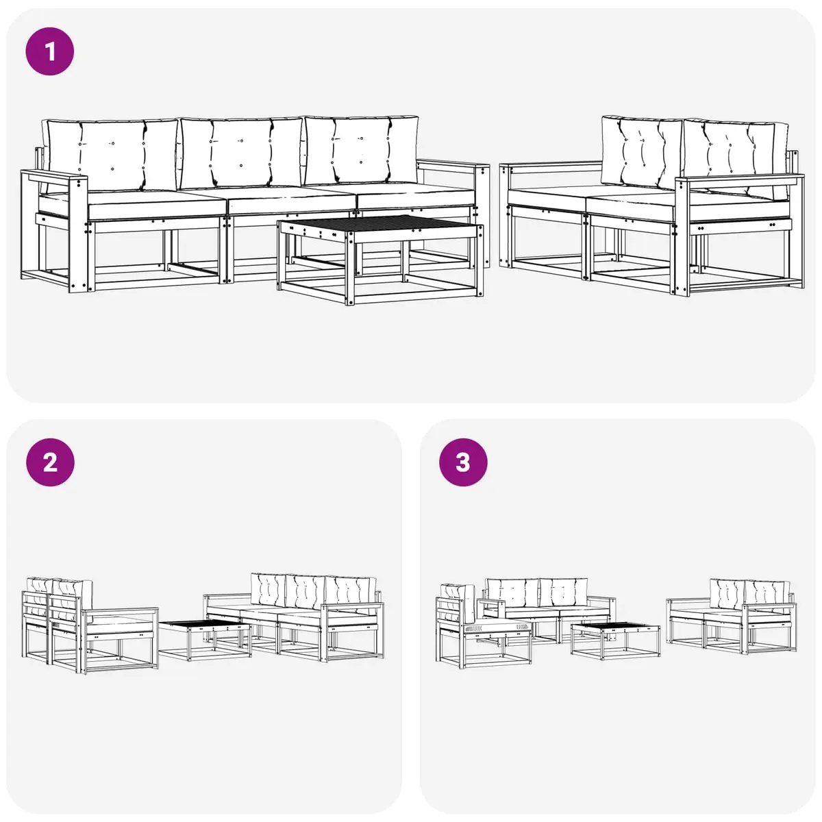 6-Piece Outdoor Sectional Sofa Set for Patio