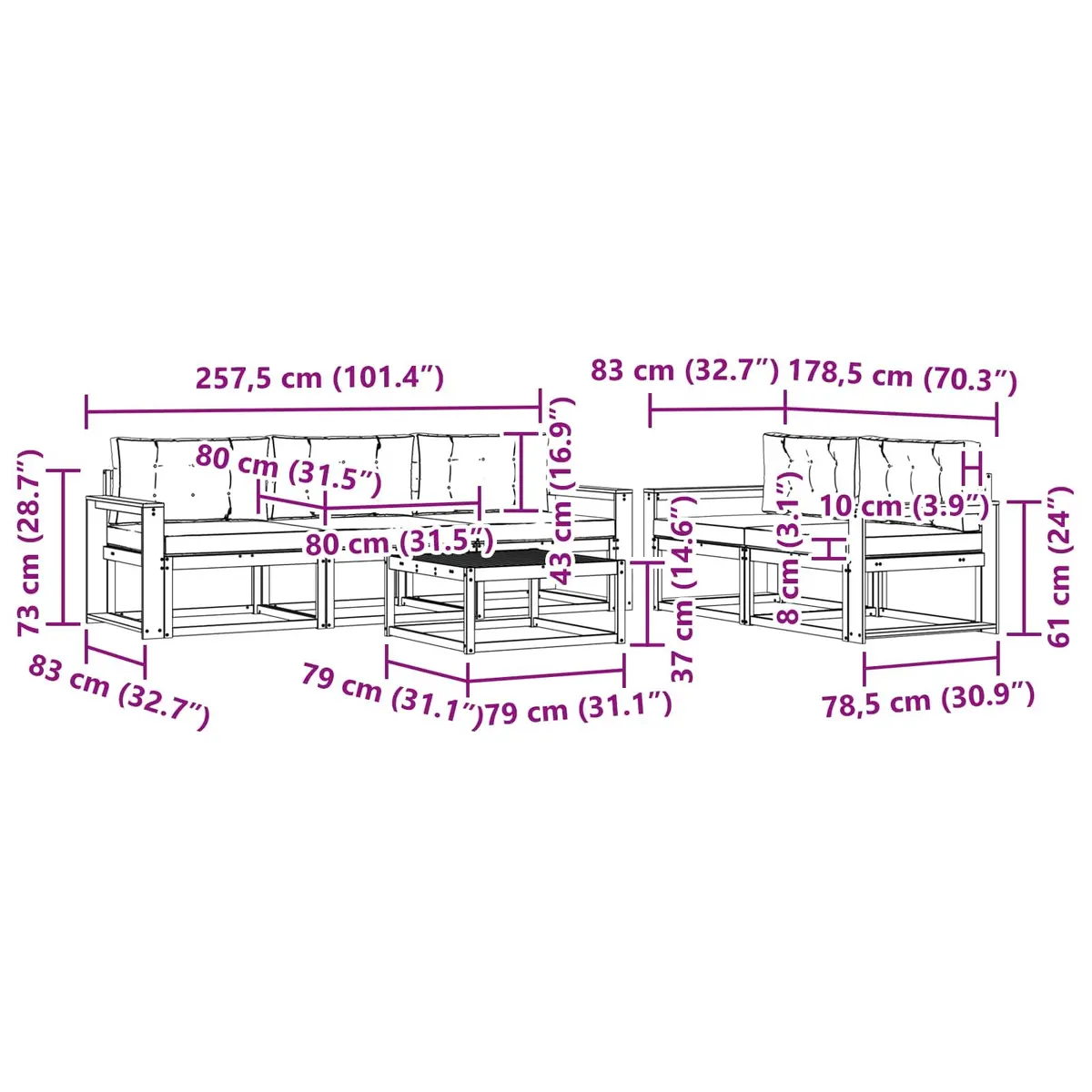 6-Piece Outdoor Sectional Sofa Set for Patio