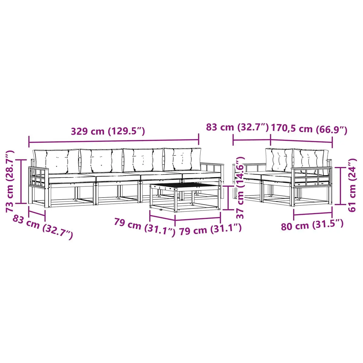 7-Piece Modular Outdoor Sectional Sofa Set