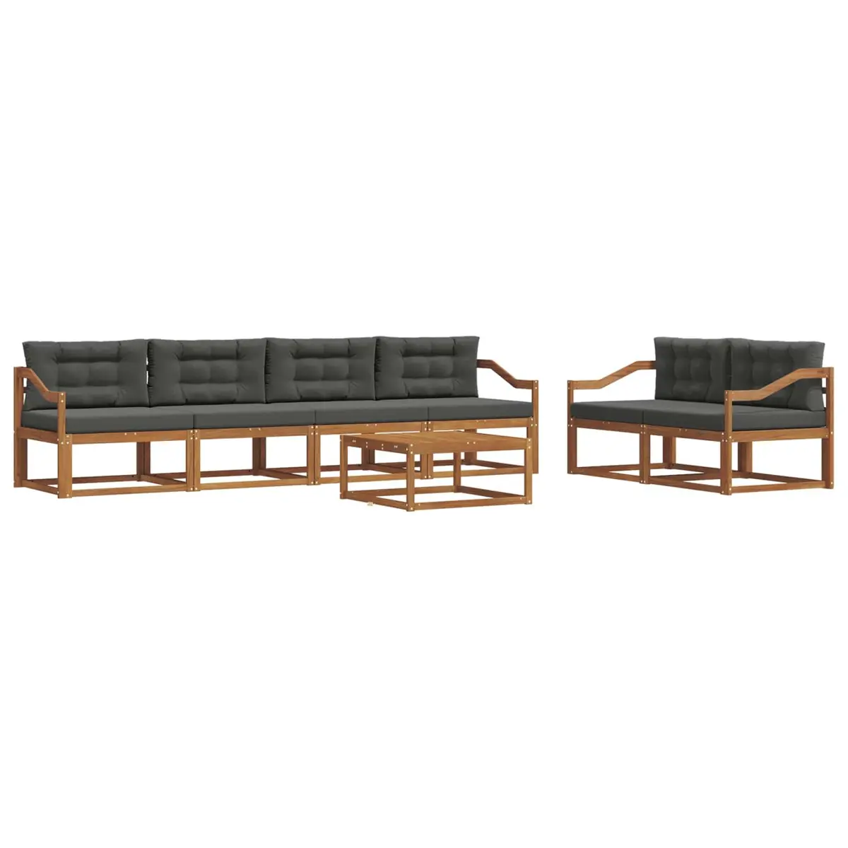 7 Piece Natural Acacia Outdoor Sectional Sofa Set