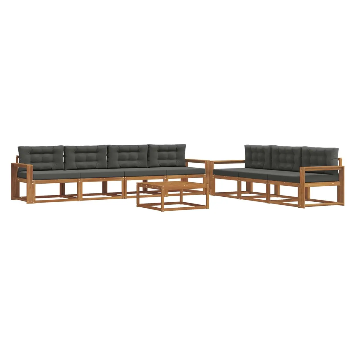 8-Piece Modular Outdoor Sectional Sofa Set with Acacia Frame