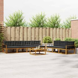 8-Piece Modular Outdoor Sofa Set with Acacia Wood Frame