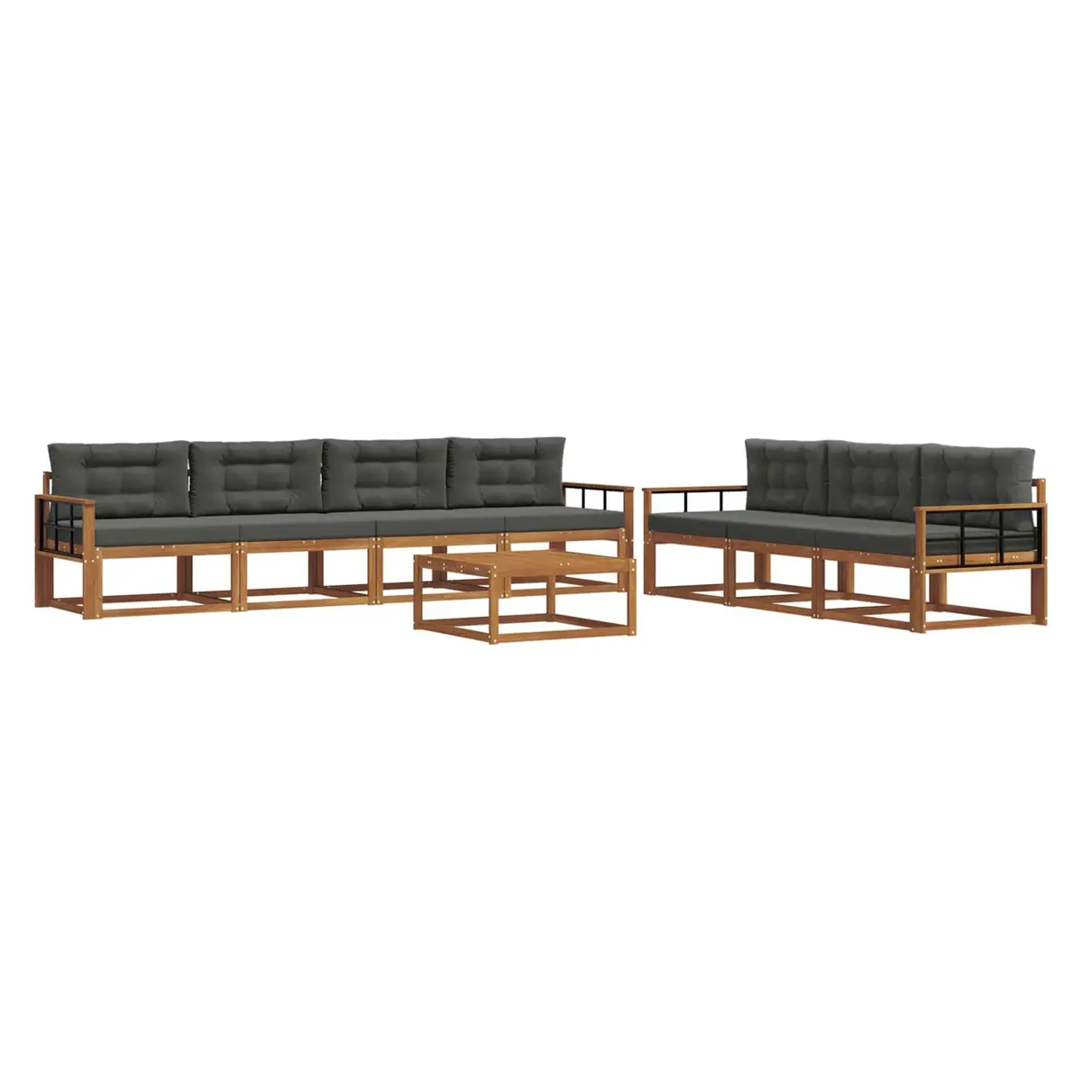 8-Piece Modular Outdoor Sofa Set with Acacia Wood Frame