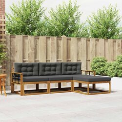 Sturdy 4 Piece Outdoor Sectional Sofa Set with Cushions