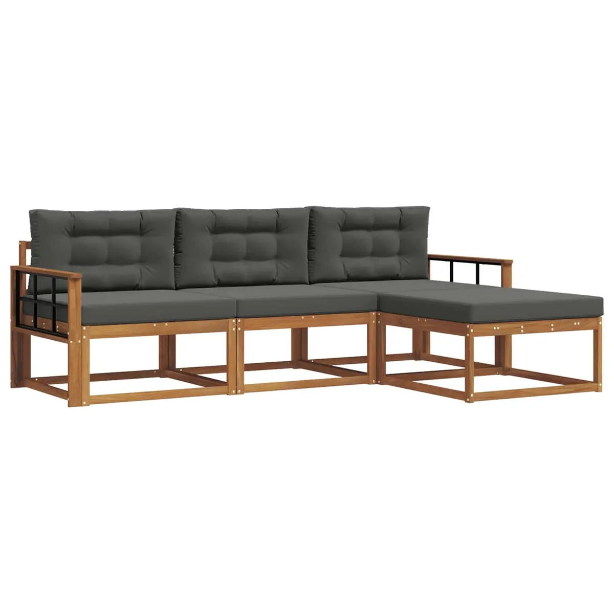 4 Piece Outdoor Sectional Sofa Set with Cushions