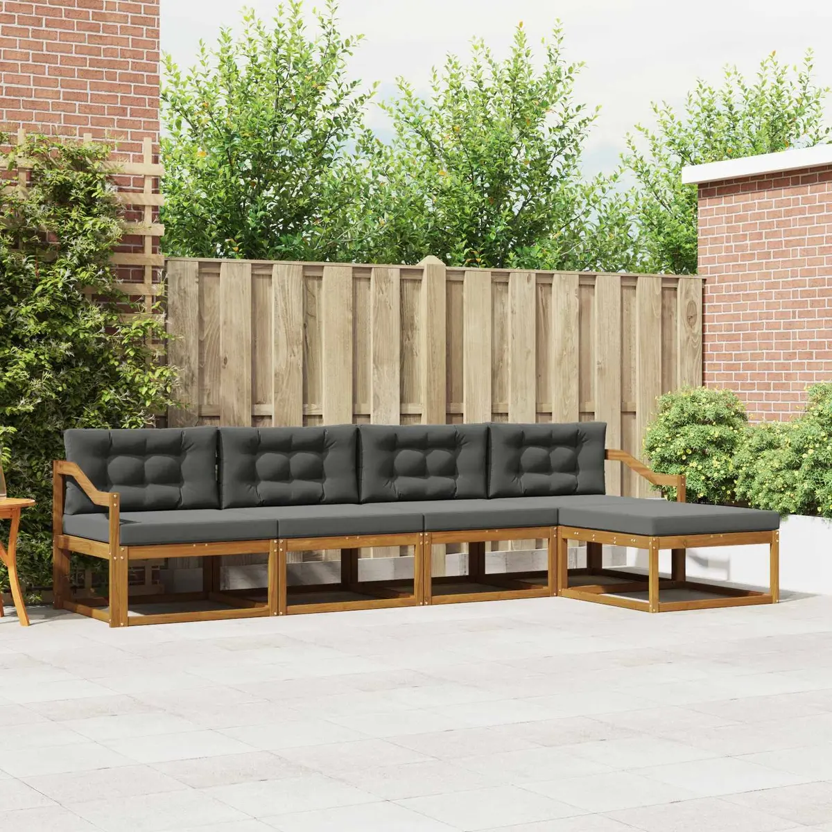 Outdoor Sectional Sofa Set Solid Wood 5 Piece Modular Brown