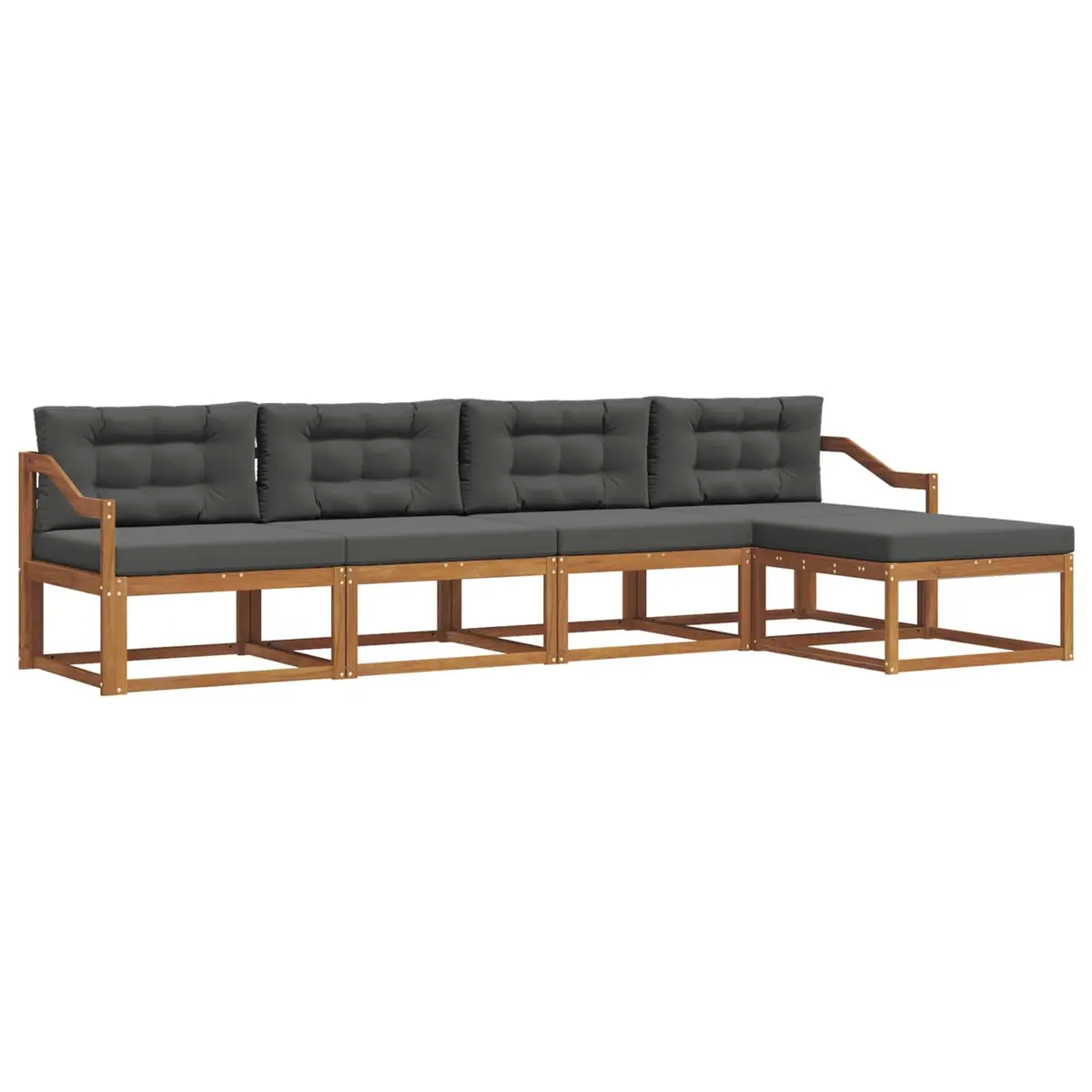 Outdoor Sectional Sofa Set Solid Wood 5 Piece Modular Brown