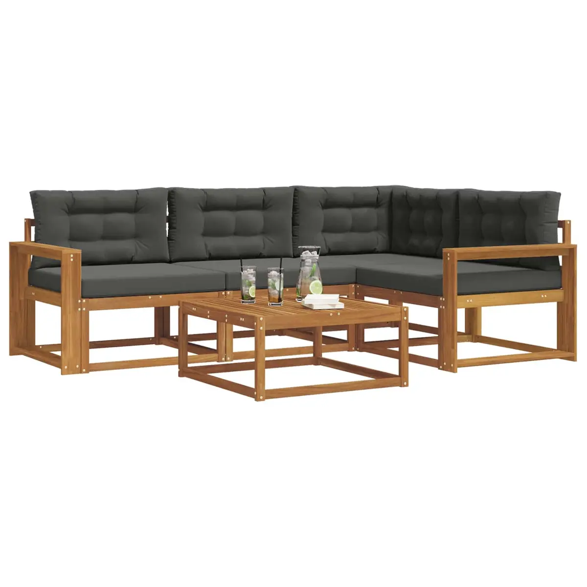 Modular 5-Piece Outdoor Sofa Set in Brown
