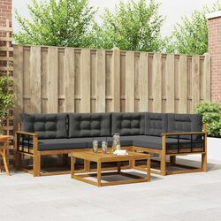 5 Piece Modular Outdoor Sofa Set with Cushions – Brown