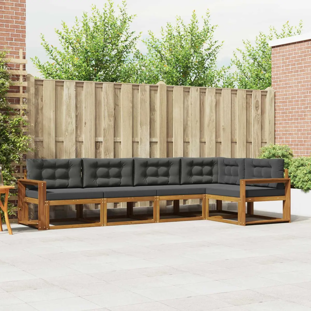 Modular Outdoor Sectional Sofa Set 5 Pieces in Brown