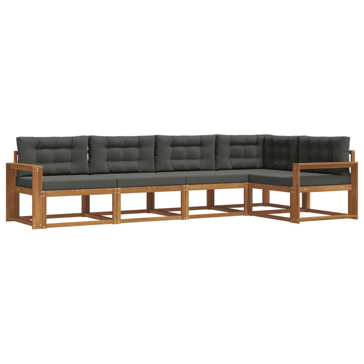 Modular Outdoor Sectional Sofa Set 5 Pieces in Brown
