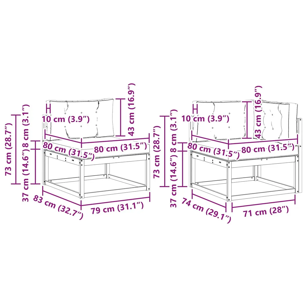 5-Piece Outdoor Sectional Sofa Set with Cushions