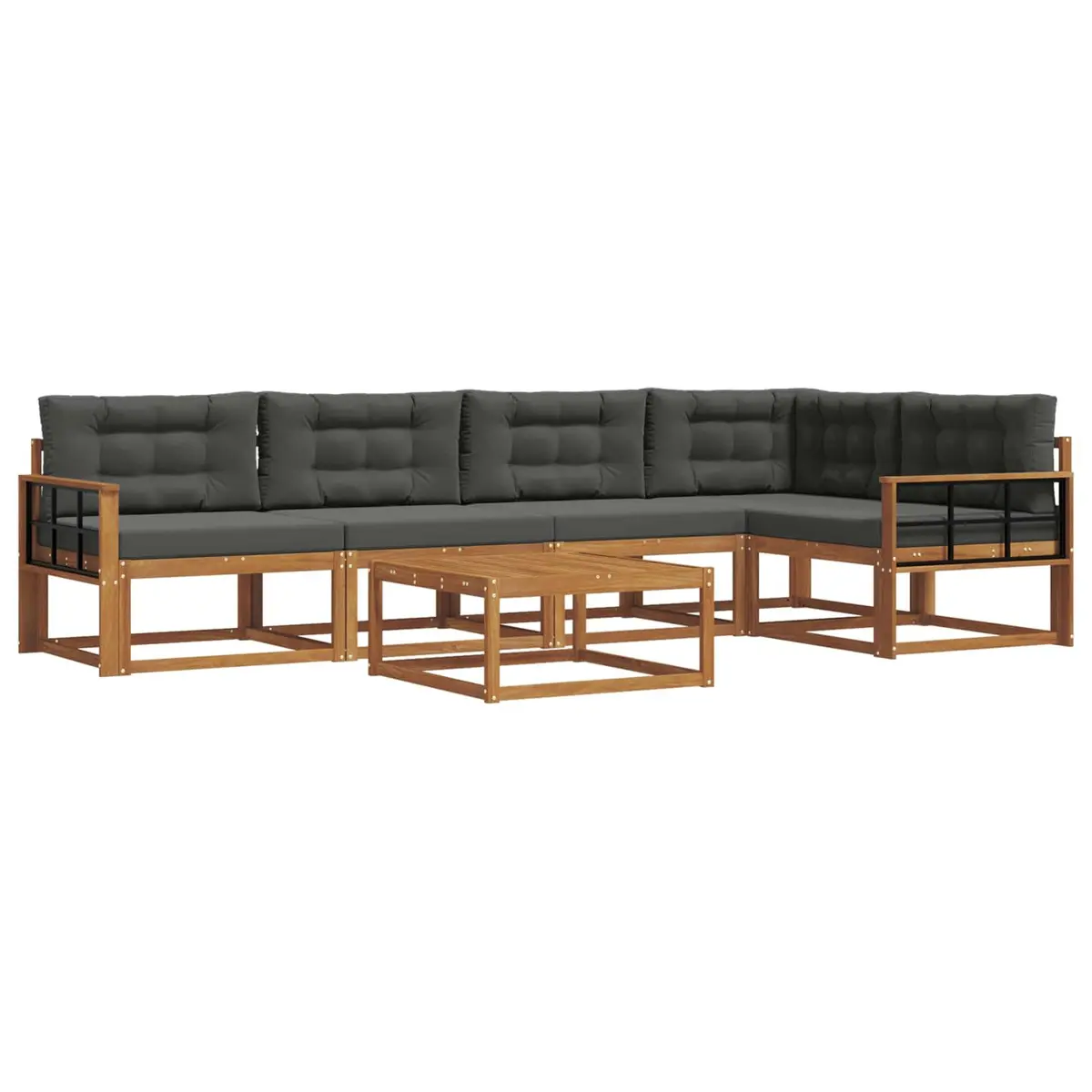 6-Piece Brown Outdoor Modular Sectional Sofa Set