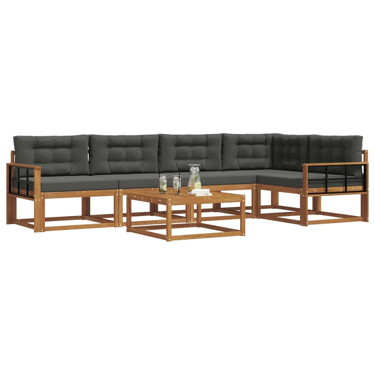 6-Piece Brown Outdoor Modular Sectional Sofa Set