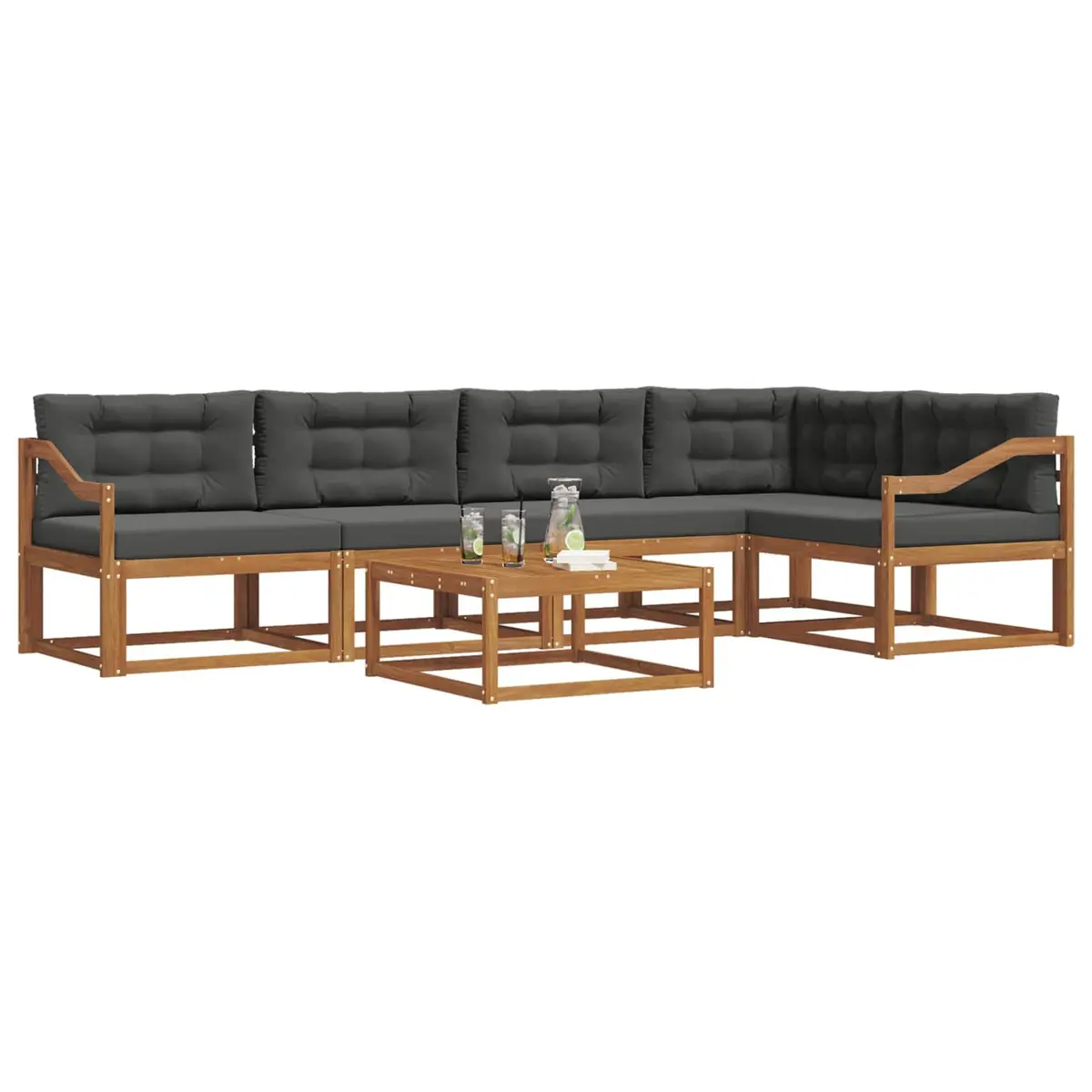 Modular 6-Piece Outdoor Sectional Sofa with Cushions