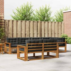 Sturdy 7-Piece Outdoor Sectional Sofa Set with Brown Cushions