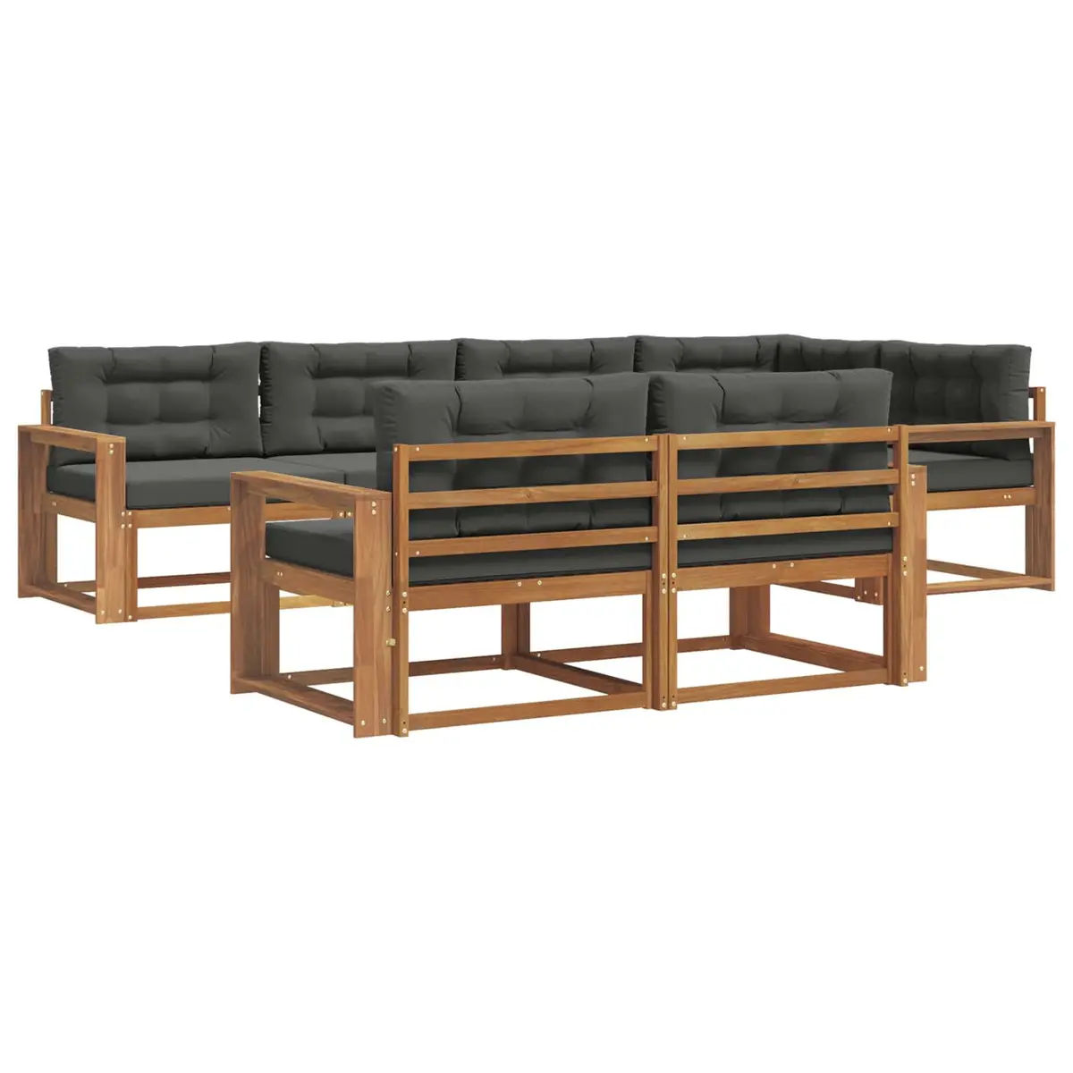Outdoor Sofa Set Solid Acacia Wood 8 Pieces Natural Anthracite