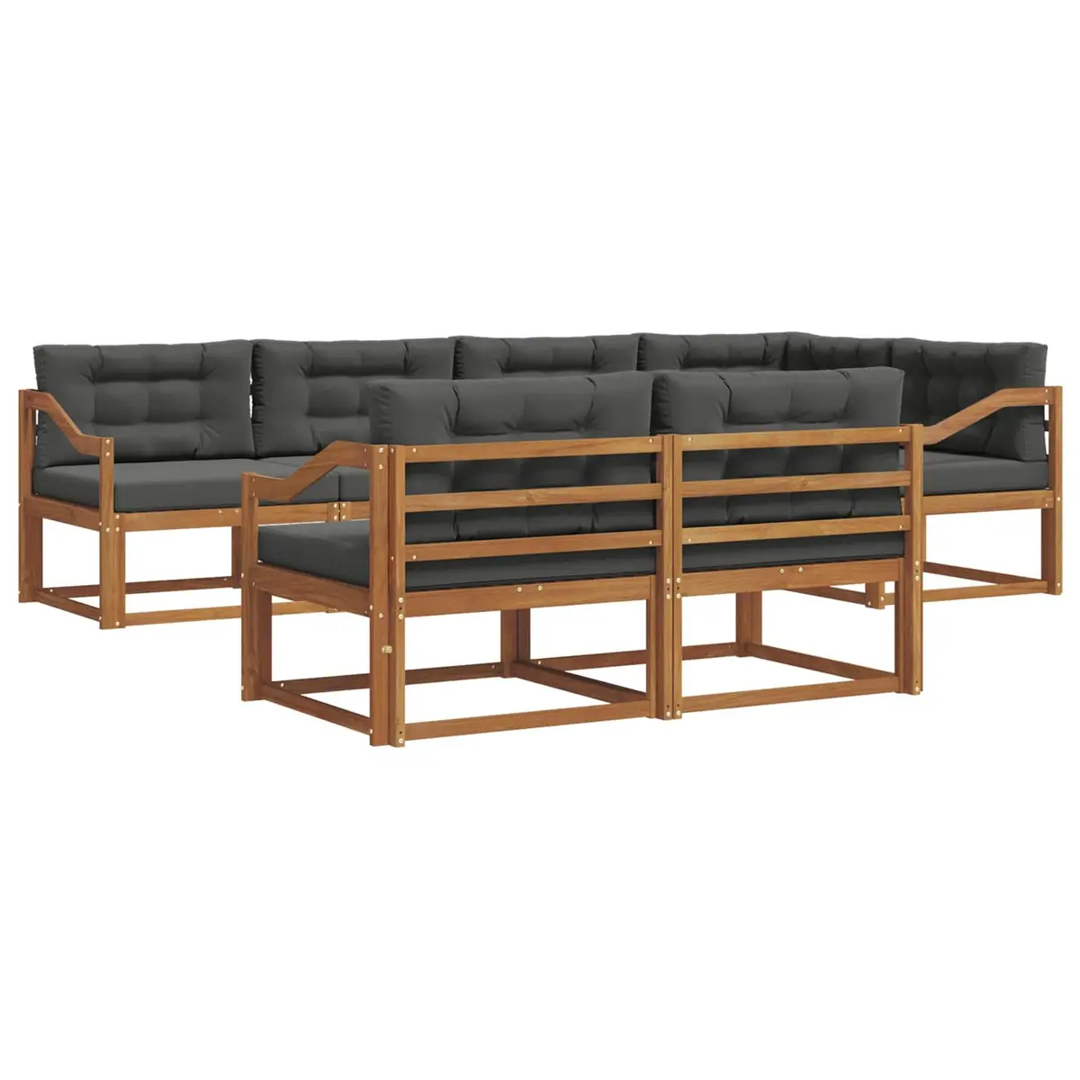 7-Piece Modular Outdoor Sectional Sofa Set in Brown