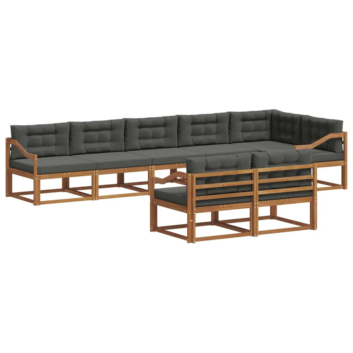 8pc Acacia Wood Sectional Sofa Set