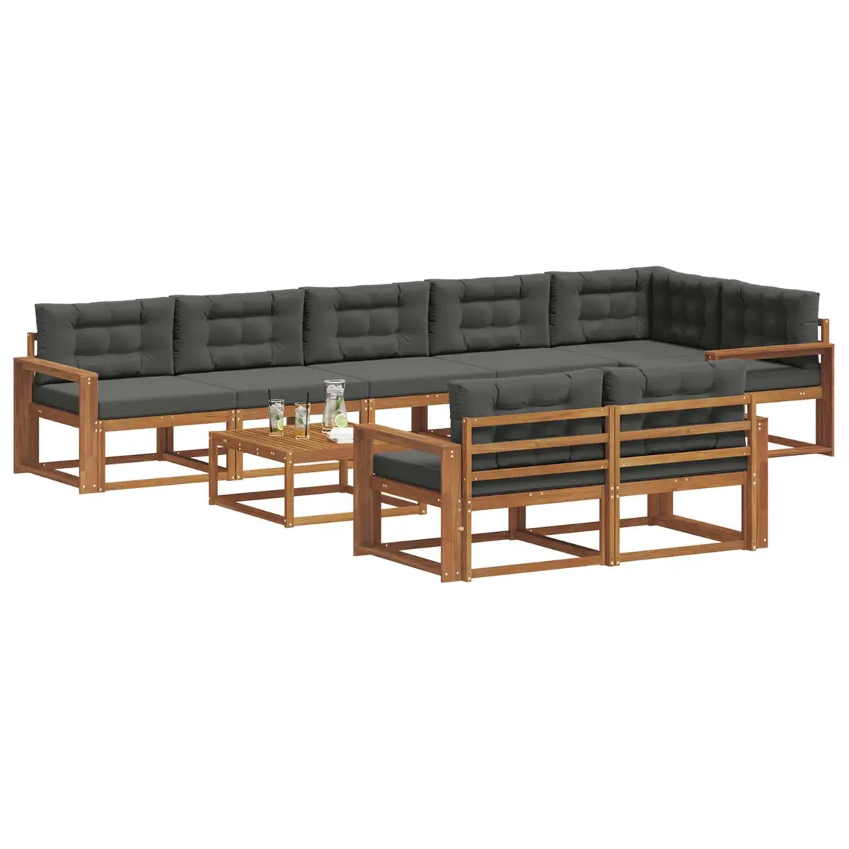 9-Piece Outdoor Sectional Sofa Set with Cushions