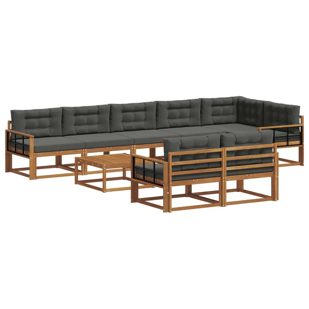 9-Piece Outdoor Sectional Sofa Set with Cushions