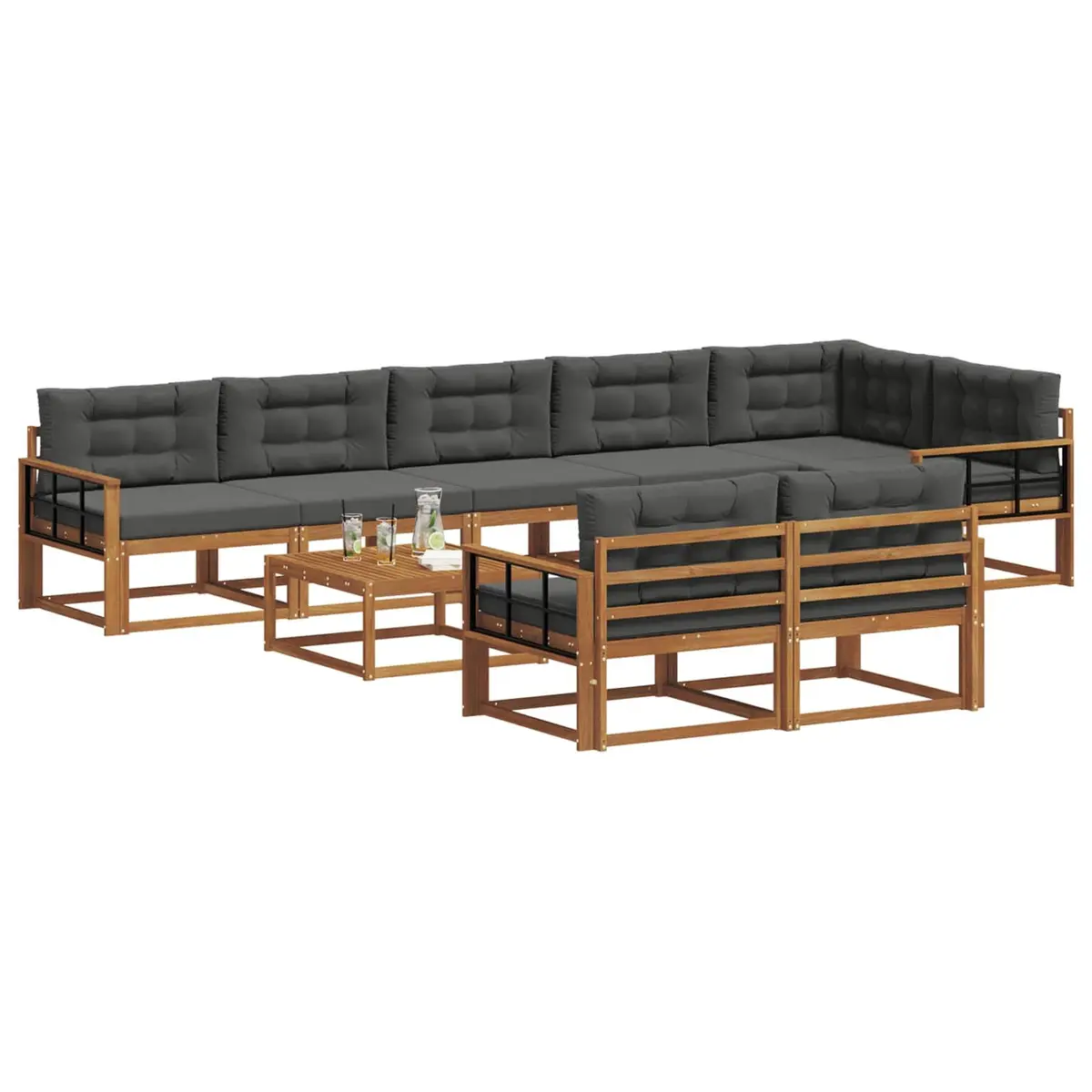 9-Piece Outdoor Sectional Sofa Set with Cushions