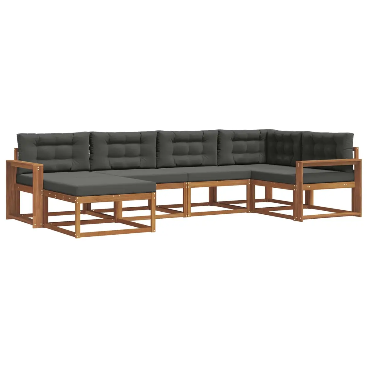 6-Piece Modular Outdoor Sofa Set in Solid Acacia Wood