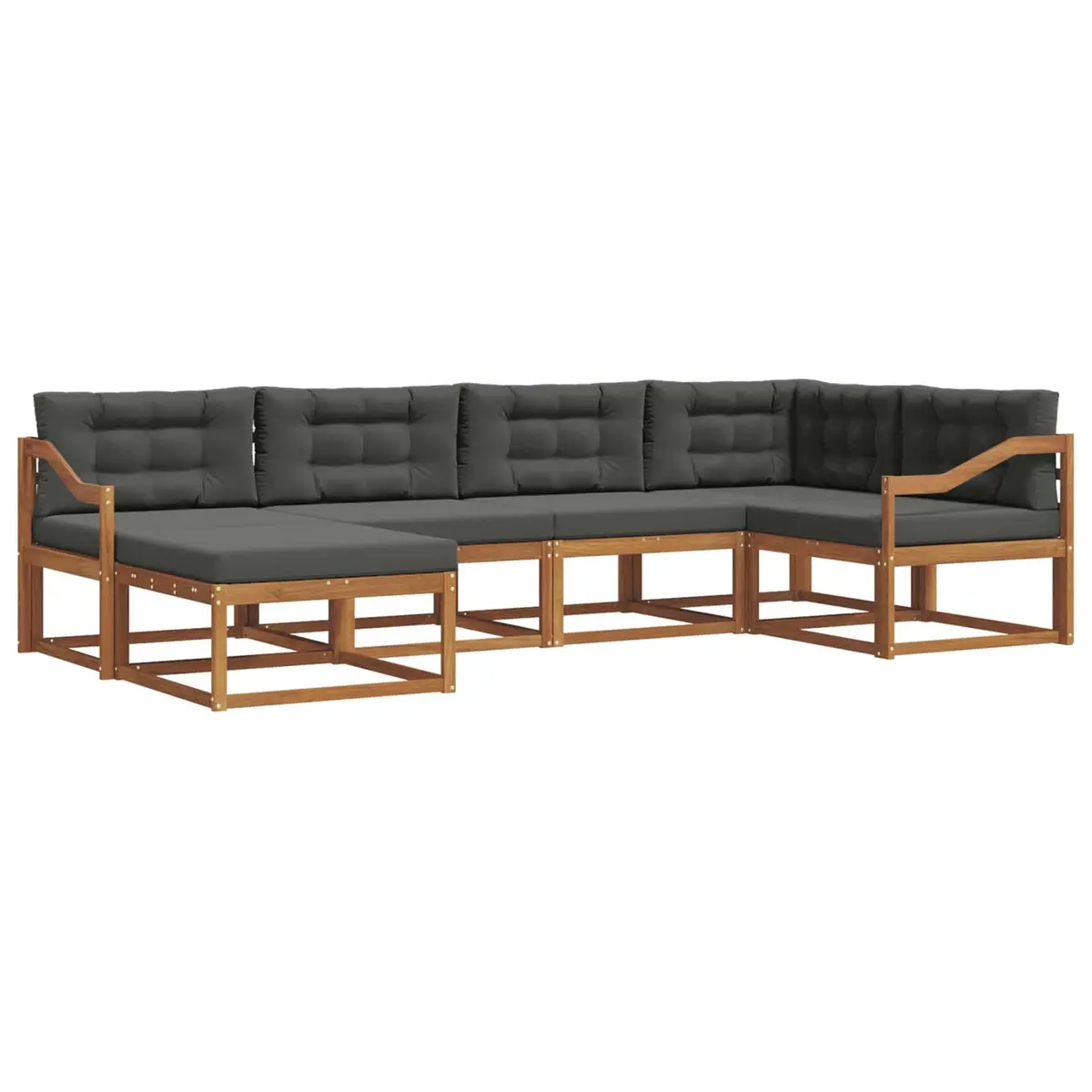 Acacia Wood 6-Piece Modular Outdoor Sofa Set